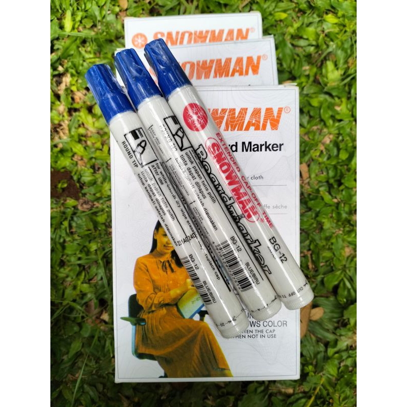 spidol whiteboard snowman BG12 warna biru 1kotak 12pcs
