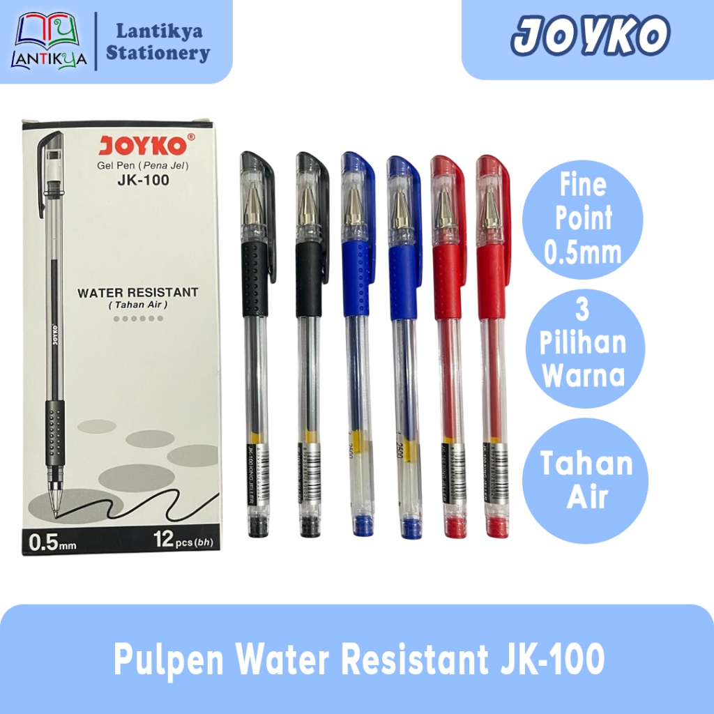 

Pulpen Gel pen Water Resistant/Tahan Air JK-100 Per PACK