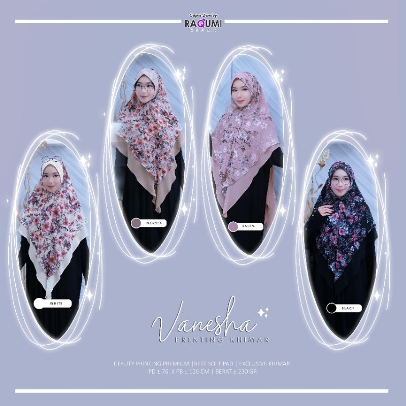VANESHA PRINTING KHIMAR BY RAQUMI // HIJAB MOTIF // KHIMAR PRINTING // KHIMAR 2 LAYER // KHIMAR MOTI