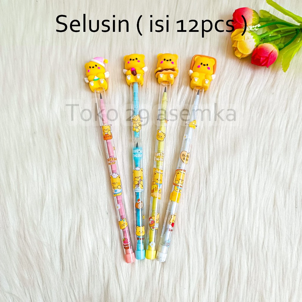 

12PCS SELUSIN PENSIL SUSUN BUTTER BEAR MN-1781 REFILL BISA ISI ULANG PENCIL ALAT TULIS SEKOLAH