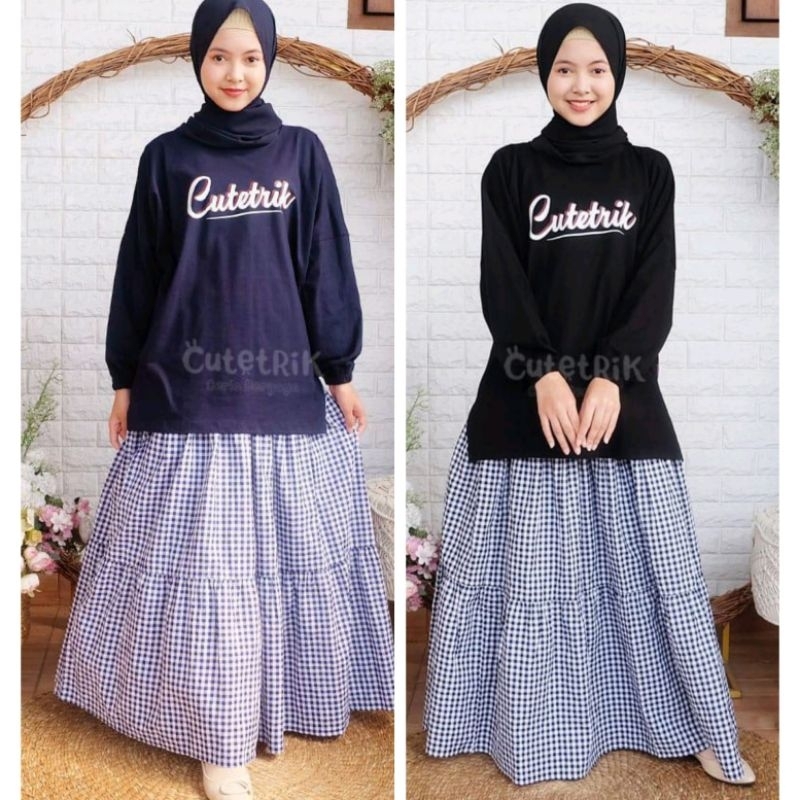 Setelan muslim anak remaja perempuan / setelan rok muslim / set rok cutetrik terbaru / set rok Joly 