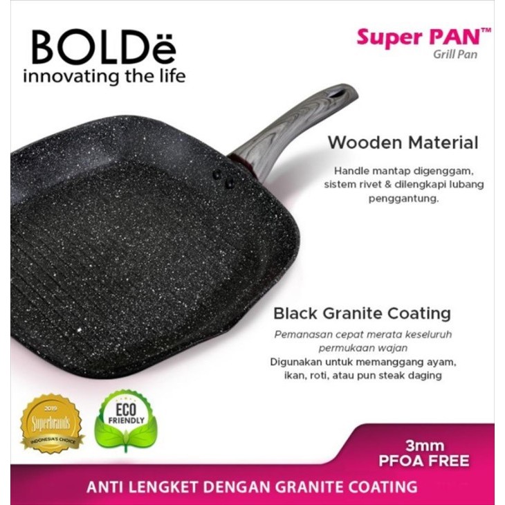 Bolde Super Pan Grill / Wajan Grill 28 cm Black Dark Knight
