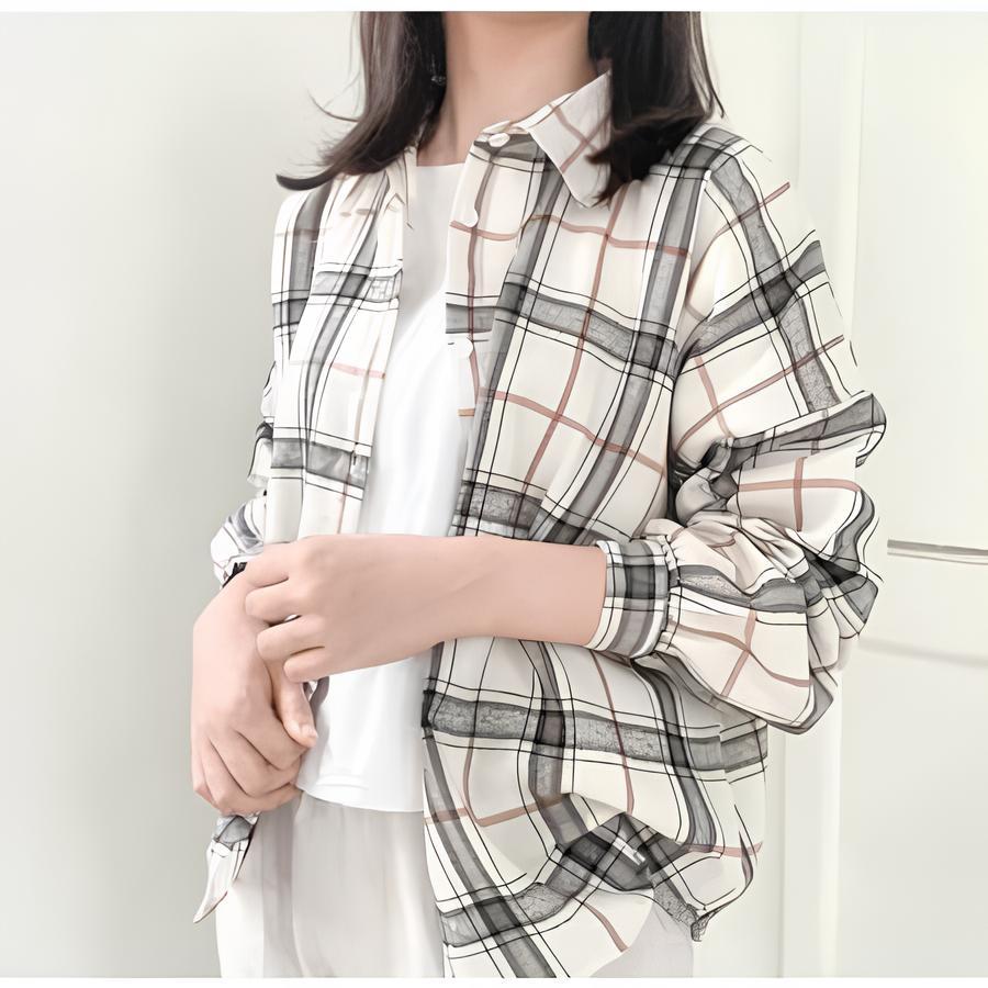 Kemeja Wanita / Baju Wanita / Kemeja Katun Flanel / Kemeja Kotak - Kotak / Kemeja Wanita Lengan Panj