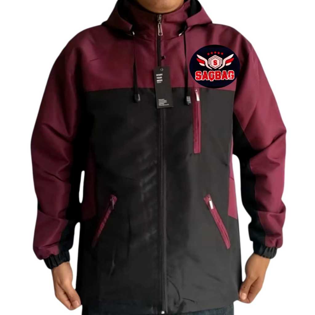 Jaket Parasut Outdoor Waterproof Jaket Pria Anti Air Bahan Taslan Ukuran M - XXL ( BISA COD )