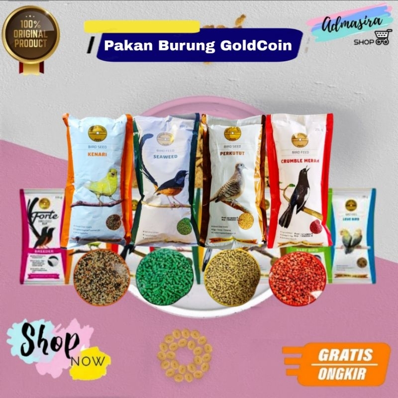 GOLDCOIN Pakan Burung Kenari Kutut Murai 250gr 450gr Gold Coin Pur Voer Perkutut Bird Feed