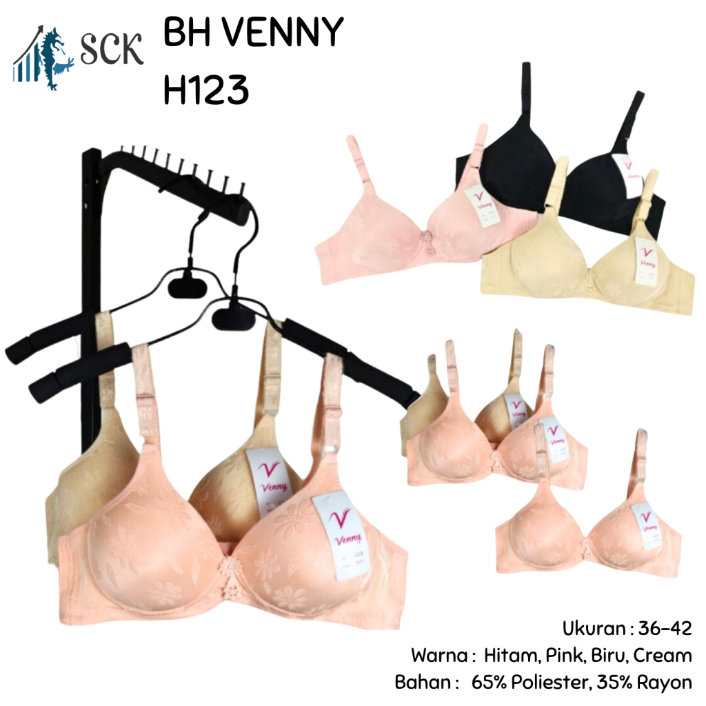 BH VENNY HFN H123 Bahan Katun Busa Tipis Tanpa Kawat / Pakaian Dalam Venny 123