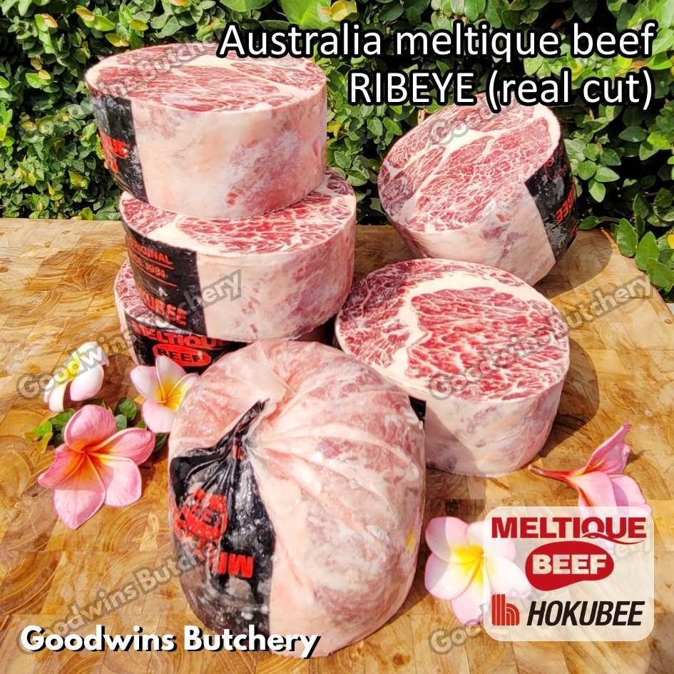 

Beef MELTIQUE RIBEYE (real cut) Australia Hokubee frozen small roast cuts 1.5 kg/pc daging sapi meltik has luar Scotch-Fillet Cuberoll for Teriyaki Shabu2 Saikoro Roast