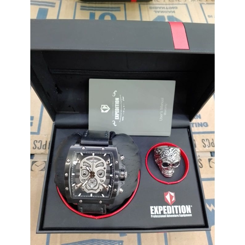 LIMITED EDITION JAM TENGKORAK EXPEDITION 6688 | E6688 SKULL FACE  SILVER ORIGINAL