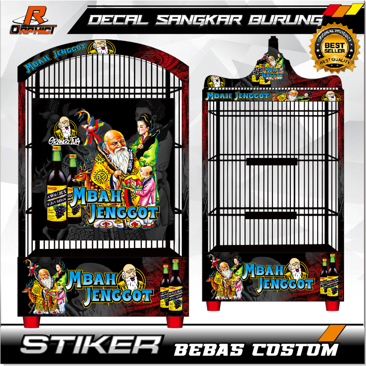 STICKER custom DECAL SANGKAR cap orangtua KANDANG BURUNG KOTAK STIKER UKURAN BESAR KECIL NO 1 2 3 UN