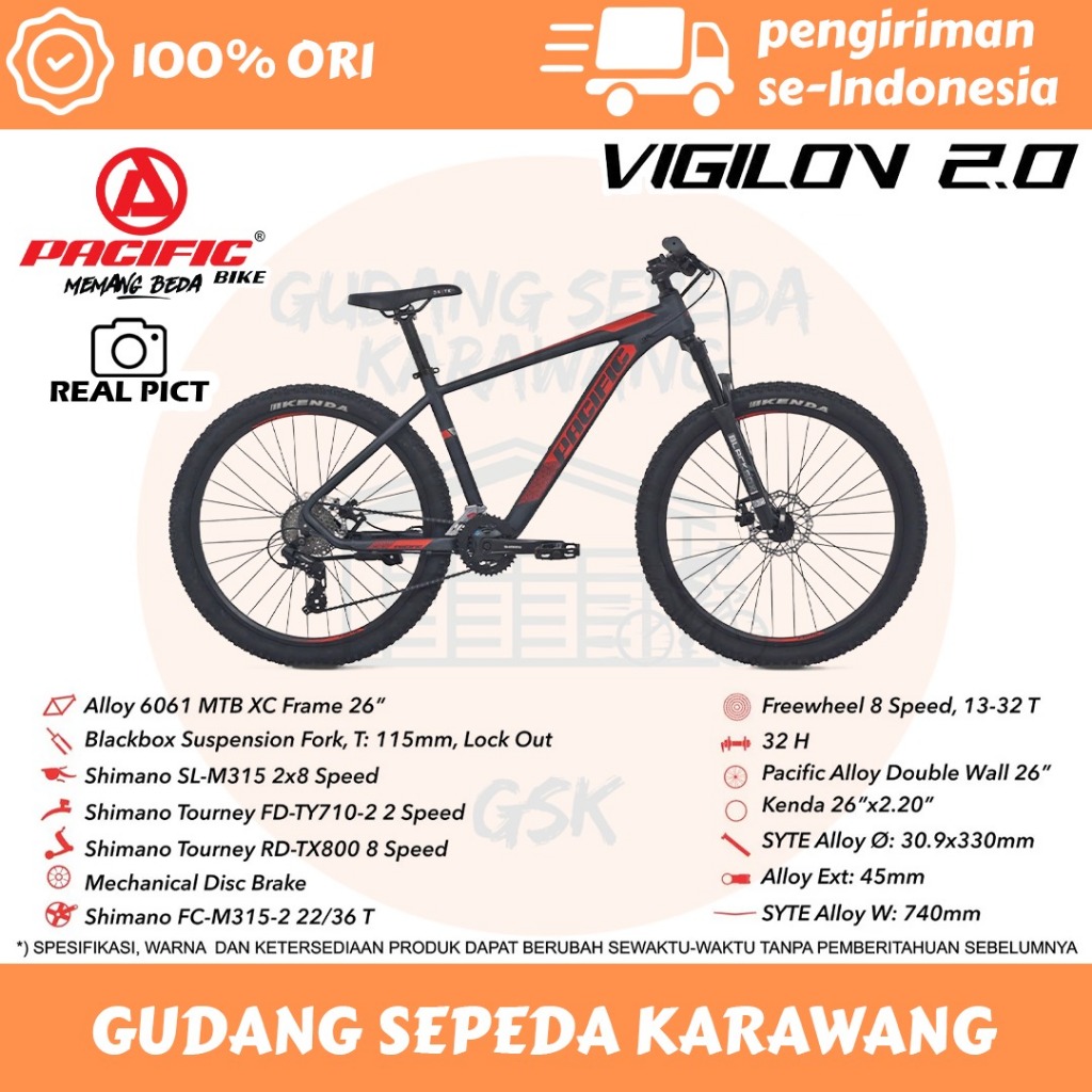 SEPEDA MTB 26 INCH PACIFIC VIGILON 2.0 GARANSI RESMI