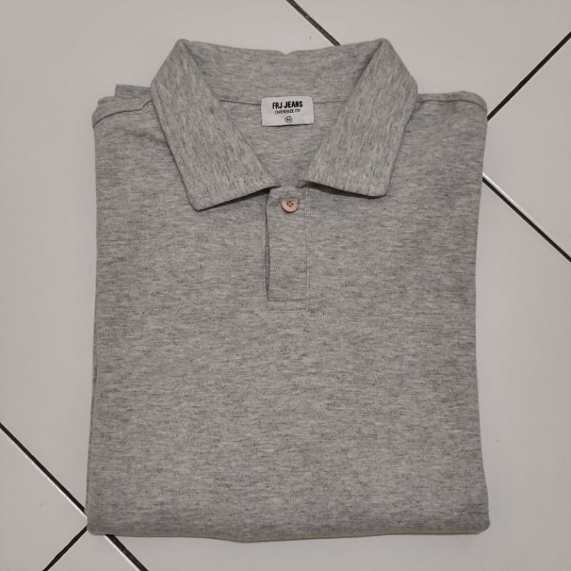 Kaos Polo Lengan Panjang FRJ JEANS Size 95(S) Oversize Abu