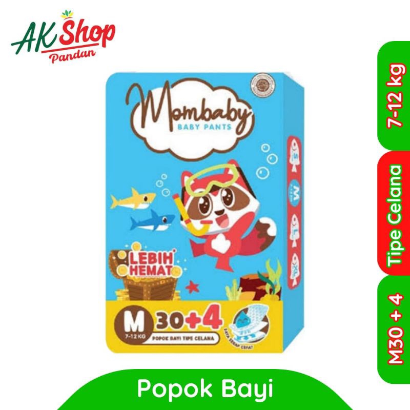 Popok Bayi Mombaby Baby Pants M30+4 (M34) Tipe Celana
