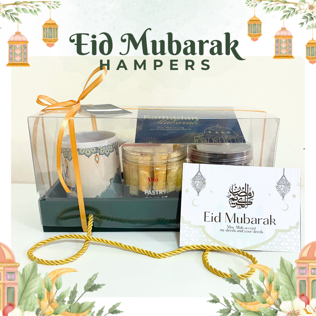 

Hampers Lebaran Idul Fitri Eid Mubarak Parcel Souvenir Hadiah Mug Gelas Cookies Kue Kering