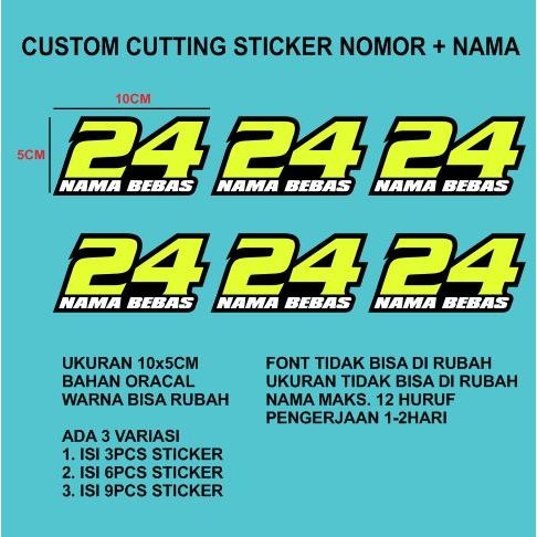 

Custom Sticker Cutting Nomor dan Nama Stiker Start 10x5CM 1set