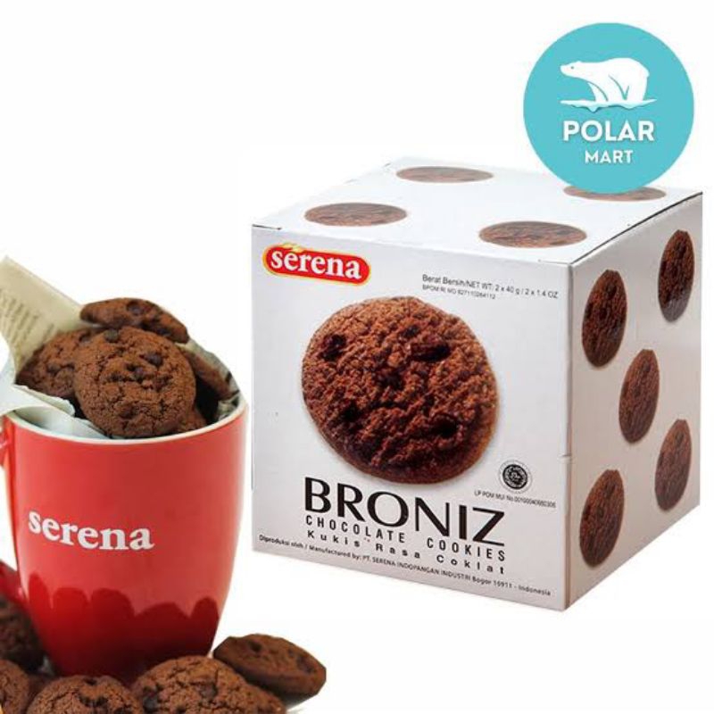 

Kue Snack Coklat Serena Broniz Chocolate Cookies 80 gr