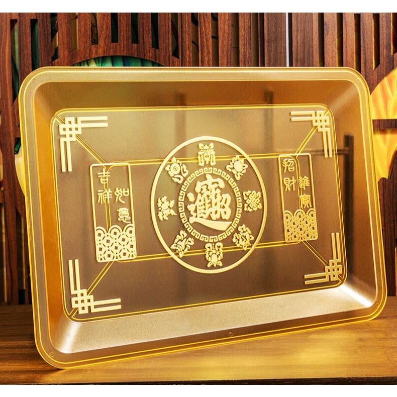 Nampan Buah Sembahyang Keberuntungan Talam Baki Sangjit Kristal Acrylic Teapai Ukuran Besar