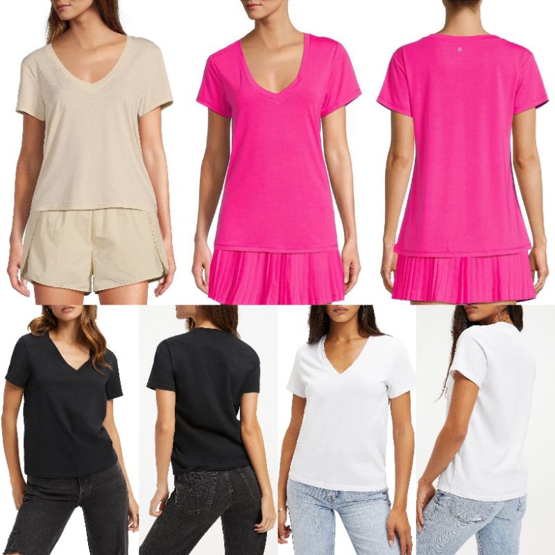 KAOS WANITA V NECK LENGAN PENDEK DEKER K178