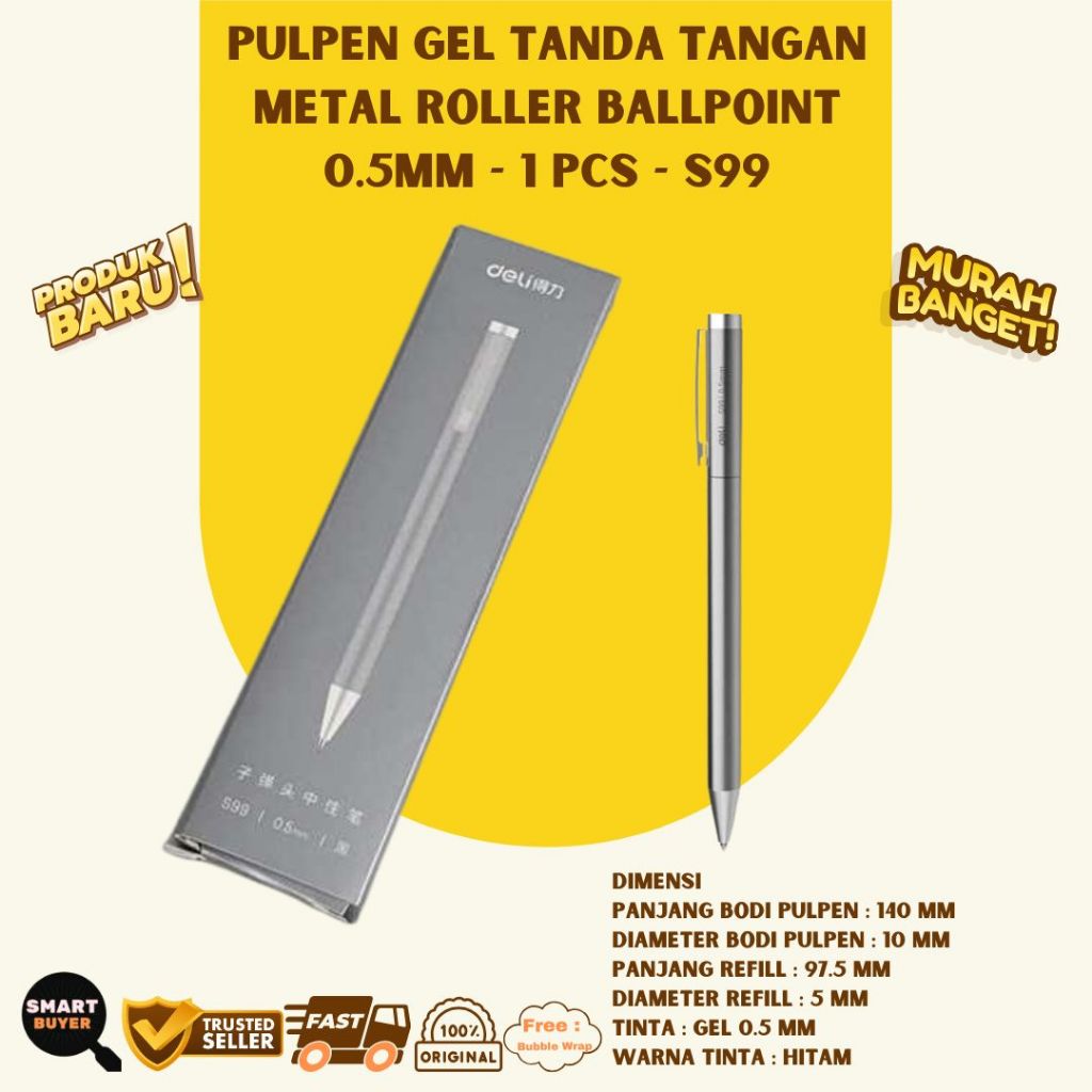 

Pulpen Pen Gel Tanda Tangan Metal Roller Ballpoint 0.5mm 1 pcs S99 Murah