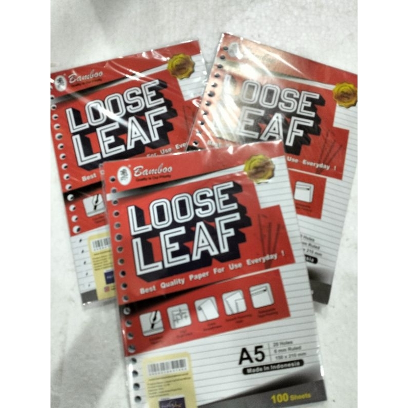 

LOOSE LEAF A5 100 LEMBAR MERK BAMBO REFFILL KERTAS BINDER KERTAS BINDER ISI ULANG BINDER