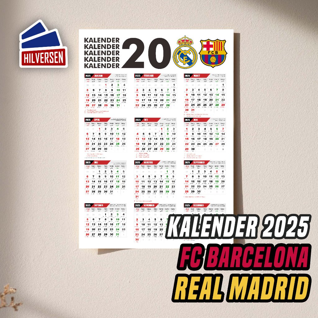 

[BACA DESKRIPSI] Poster Kalender A3 + 2-5 RMCF FCB - Real Madrid FC Barcelona 2025 [ Ver Stant ]