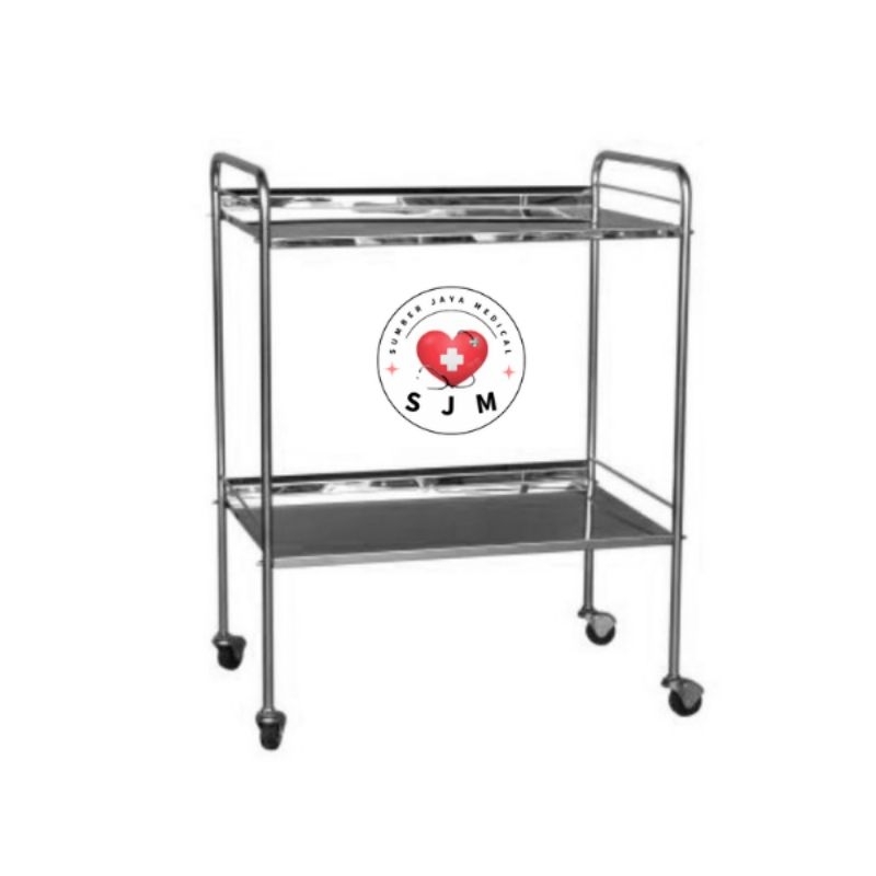 Meja Instrumen 2 Tingkat / 3 Tingkat / Troly Instrumen 2 Tingkat / 3 Tingkat Stainless Steel (SS)