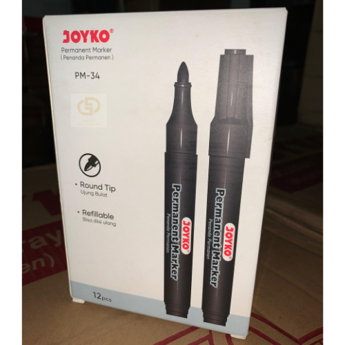 

(1 LUSIN / 12 PCS) Permanent Marker Spidol Permanen Round Tip Joyko PM-34