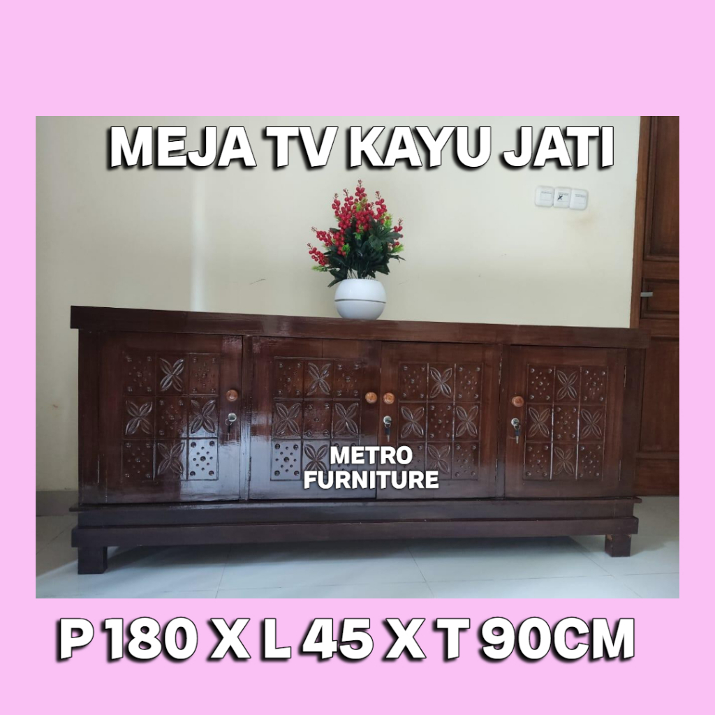 MEJA TV PENDEK KAYU JATI BUFET TV KAYU JATI RAK TV KAYU JATI FREE ONGKIR SERANG KOTA