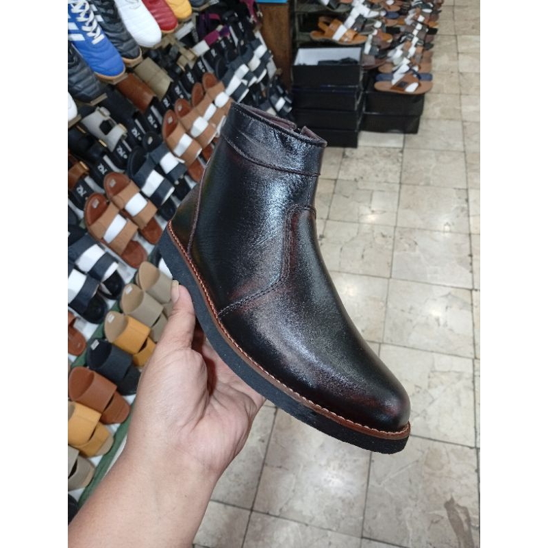 SEPATU BOOT KULIT PRIA DEWASA/RESLETING SAMPING/TERBARU/TERLARIS