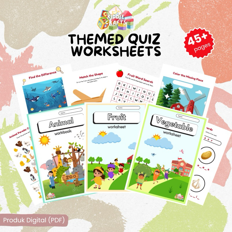 Themed Quiz Worksheet PDF/Printable - Worksheet bertema untuk anak PAUD