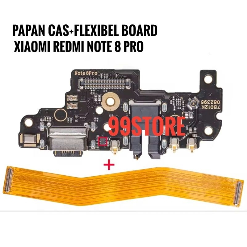 Papan Konektor Cas Redmi Note 8 Pro + Flexibel Board Redmi Note 8 Pro Fullset iC Flexibe Board