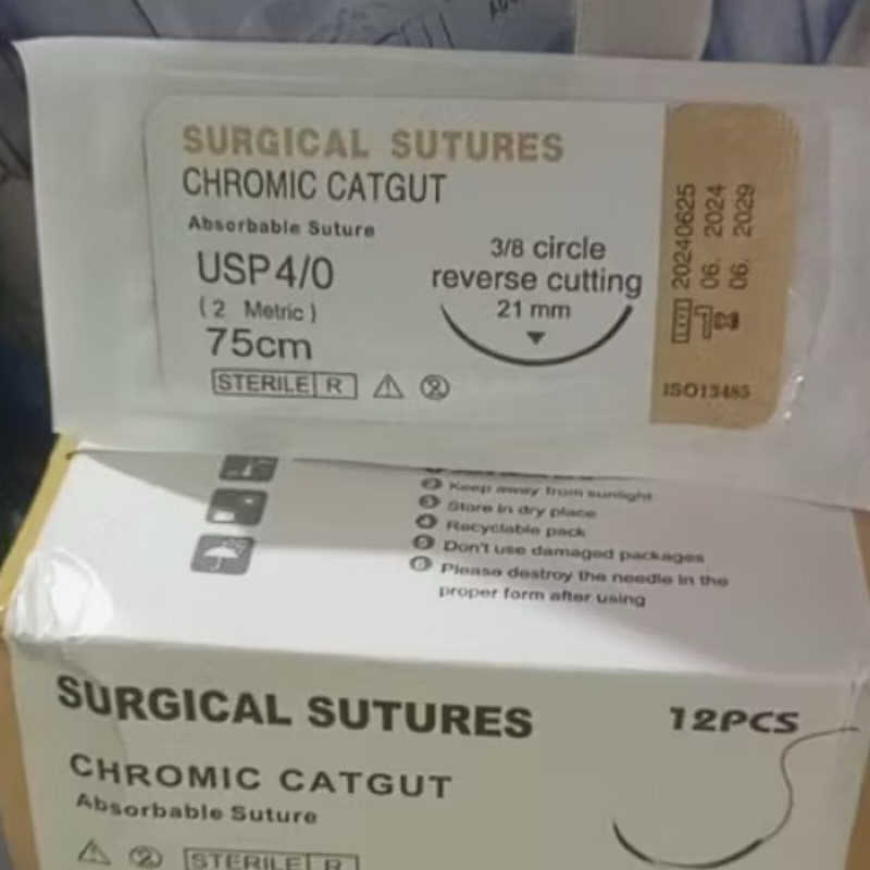 Catgut Chromic Jarum Jahit + Benang / Dental jarum jahit