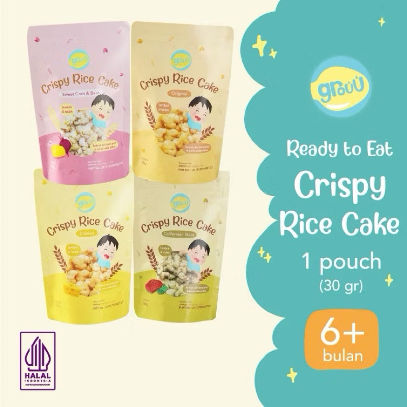 Grouu Crispy Rice Cake / Grouu Cemilan Bayi 6bulan+ / Cemilan Bayi 6bulan+