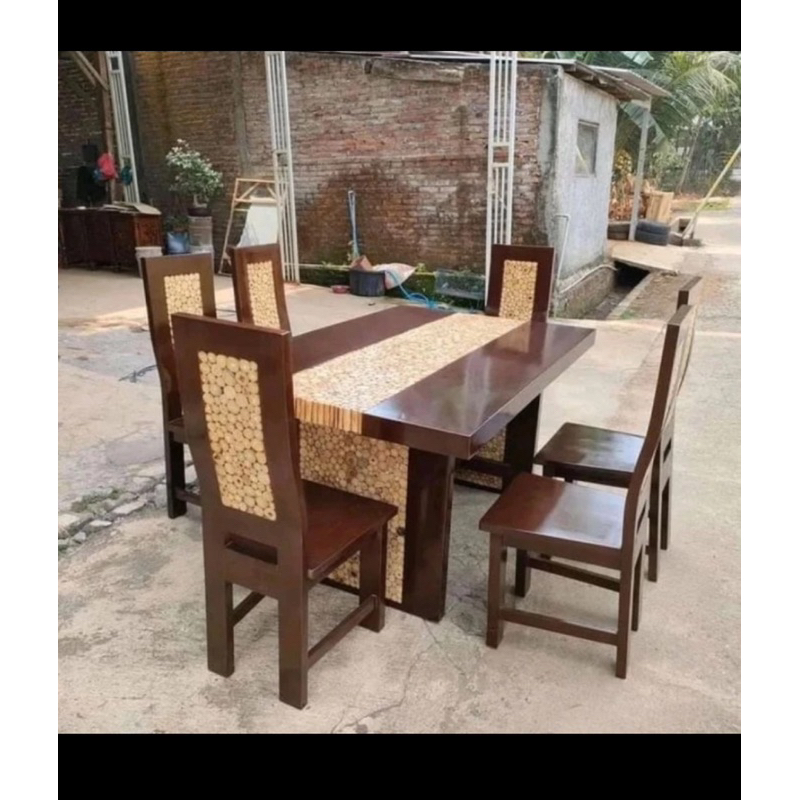 Set meja makan minimalis meja makan minimalis 6 kursi meja kayu trembesi kursi kayu jati