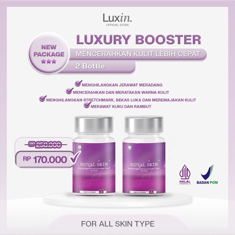 Luxury booster Mencerahkan Kulit 10X Lebih Cepat Dalam Waktu 2 Minggu whitening suplemen pemutih bad