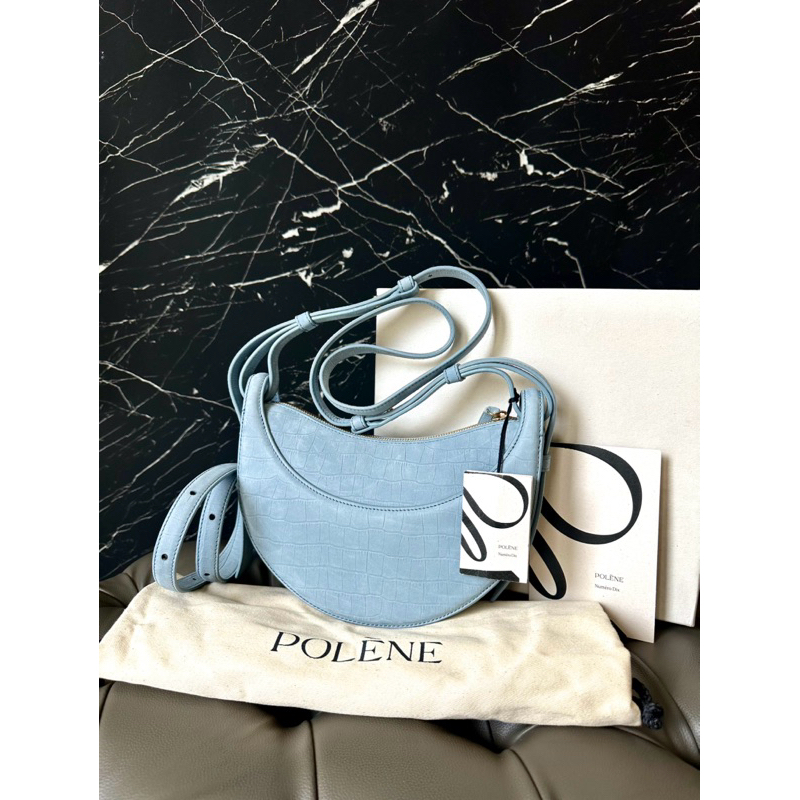 Ready BNIB Brand New Polene dix nubuck leather suede blue authentic original paris bag crossbody sho