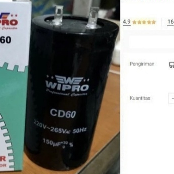 

Capasitor 150 uf WIPRO Kapasitor Dinamo Starting Capacitor 150uf mikro