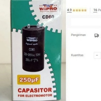 

Capasitor 250 uf WIPRO Kapasitor Dinamo Starting Capacitor 250uf mikro