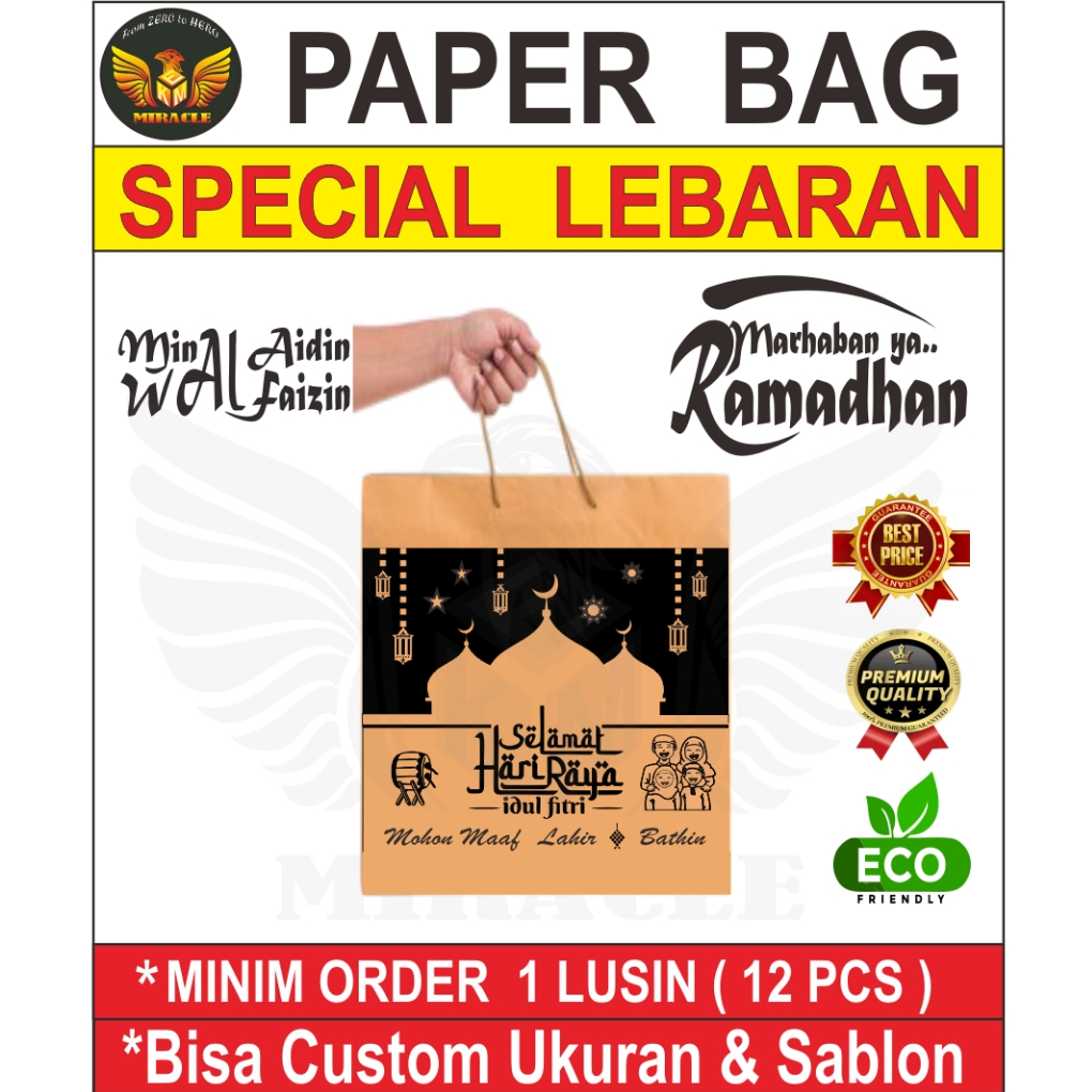 

PAPER BAG EDISI LEBARAN BAHAN KRAF COKLAT UKURAN 20 X 7 X 25 CM