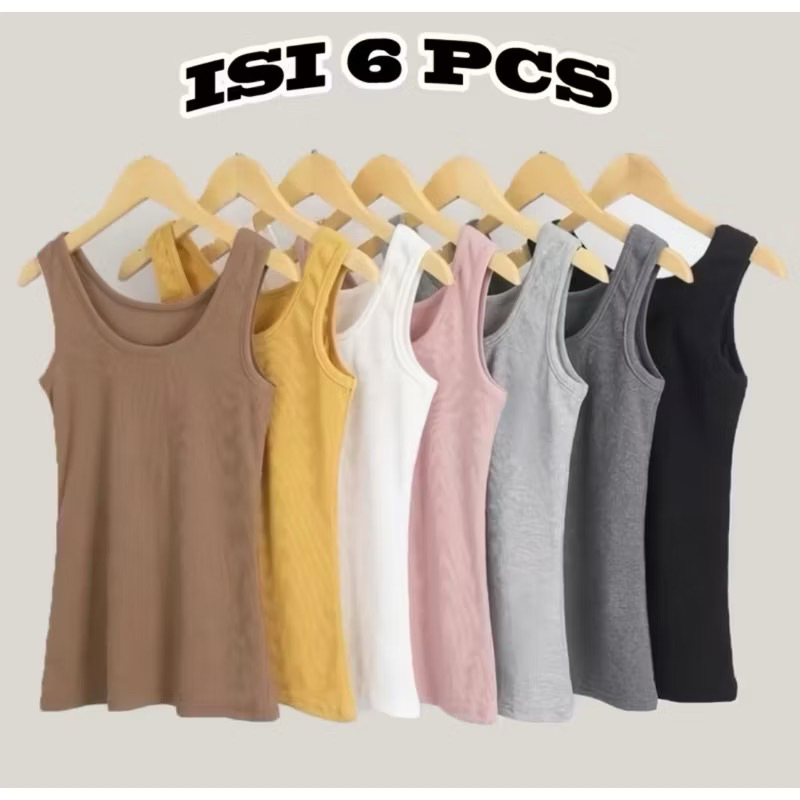 TERLARIS ISI 6pcs Tanktop tali kecil korea tanktop tali besar / tanktop wanita dewasa / tanktop jumb