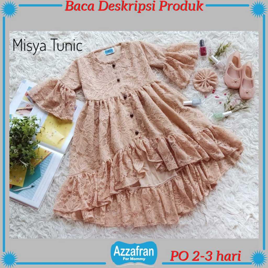Misya Tunic | Baju Atasan Anak Perempuan & Dewasa | Kostum Couple Lebaran Tunik Brokat Terbaru Murah