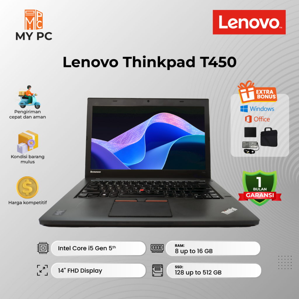 Laptop Lenovo Thinkpad T450 - Core i5 GEN5 - 14"