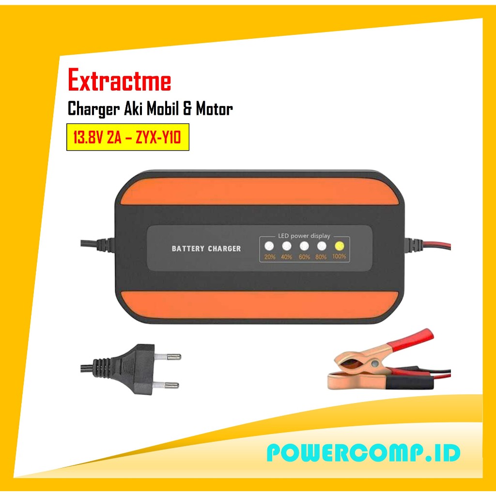 Extractme ZYX-Y10 Charger Accu 12 Volt Charger Aki Mobil Motor Lead Acid 13.8V 2A 20Ah Lead Acid Bat