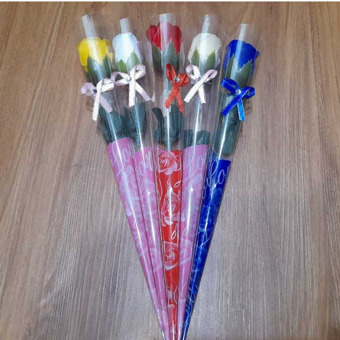 bunga mawar merah plastik palsu artificial asli 1 tangkai Bunga Valentine