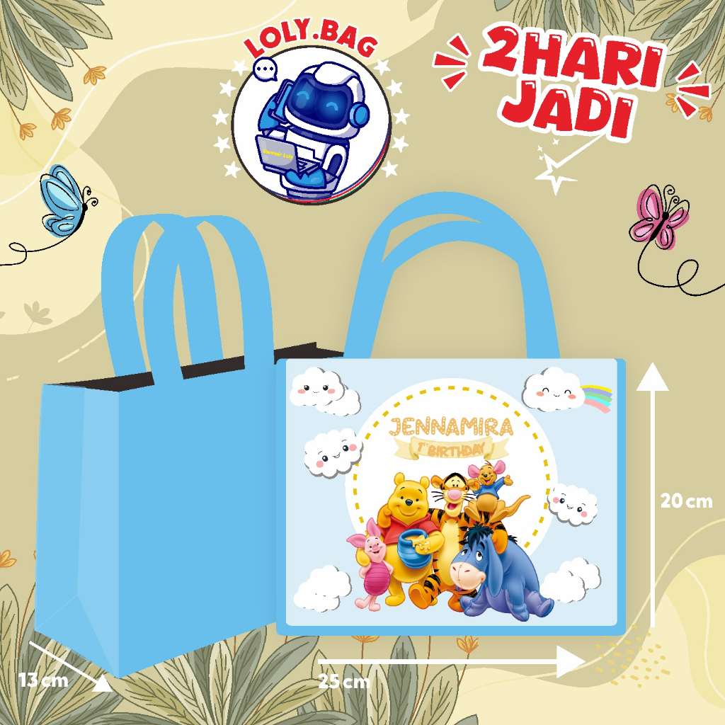 

Tas Ultah / Tas Ulang Tahun Murah/Goodie bag murah/souvenir ultah/Tas tema Winnie the pooh