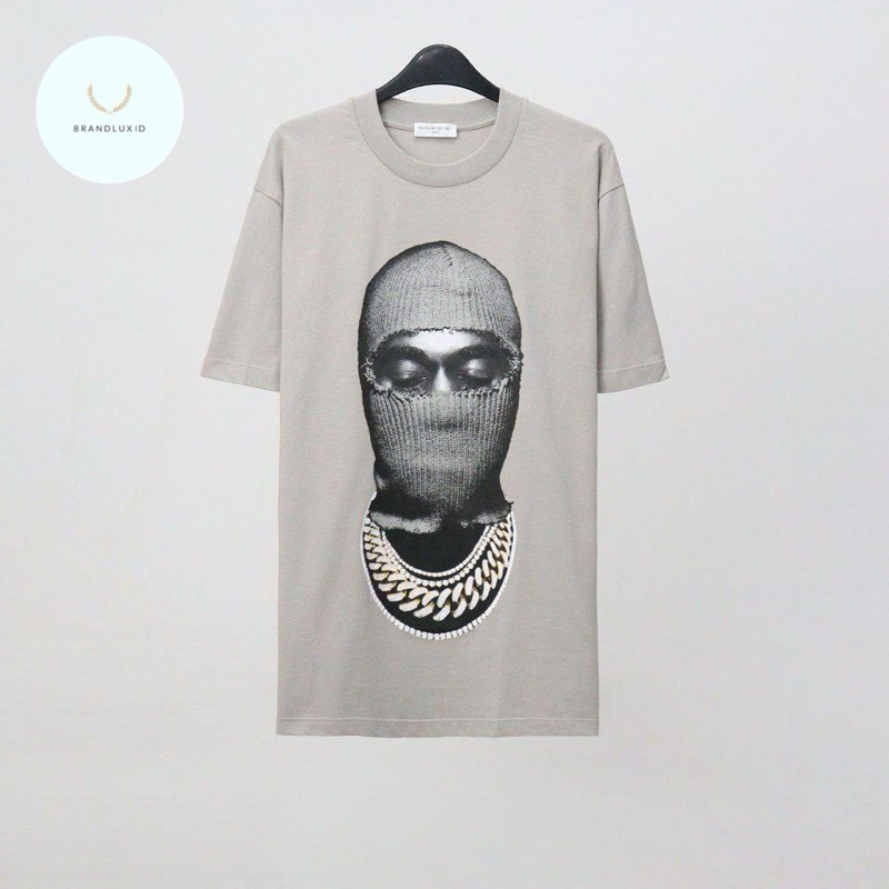 IH NOM UH NIT Mask Graphic-Print Cotton T-shirt Grey