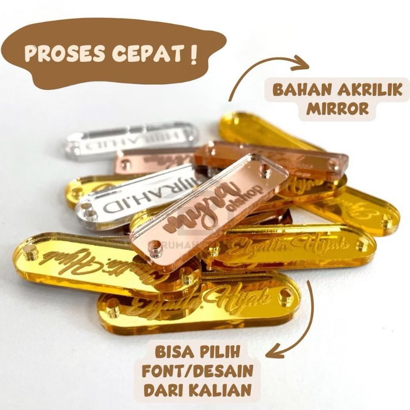 

Label hijab akrilik label baju akrilik custom 2025