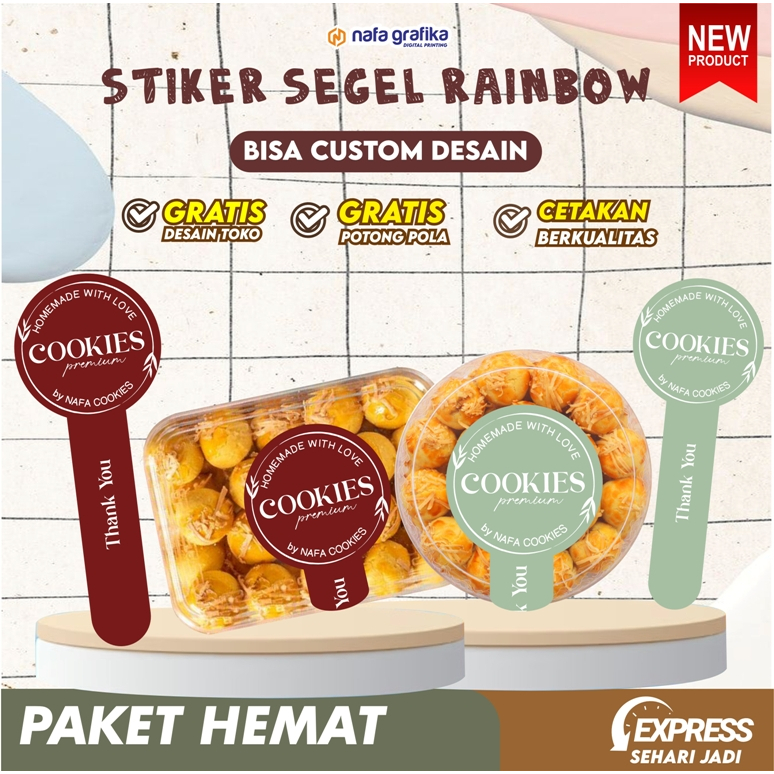 

STIKER SEGEL RAINBOW STICKER KUE KERING NASTAR KASTENGEL LEBARAN IDUL FITRI HAMPERS CUSTOM DESAIN