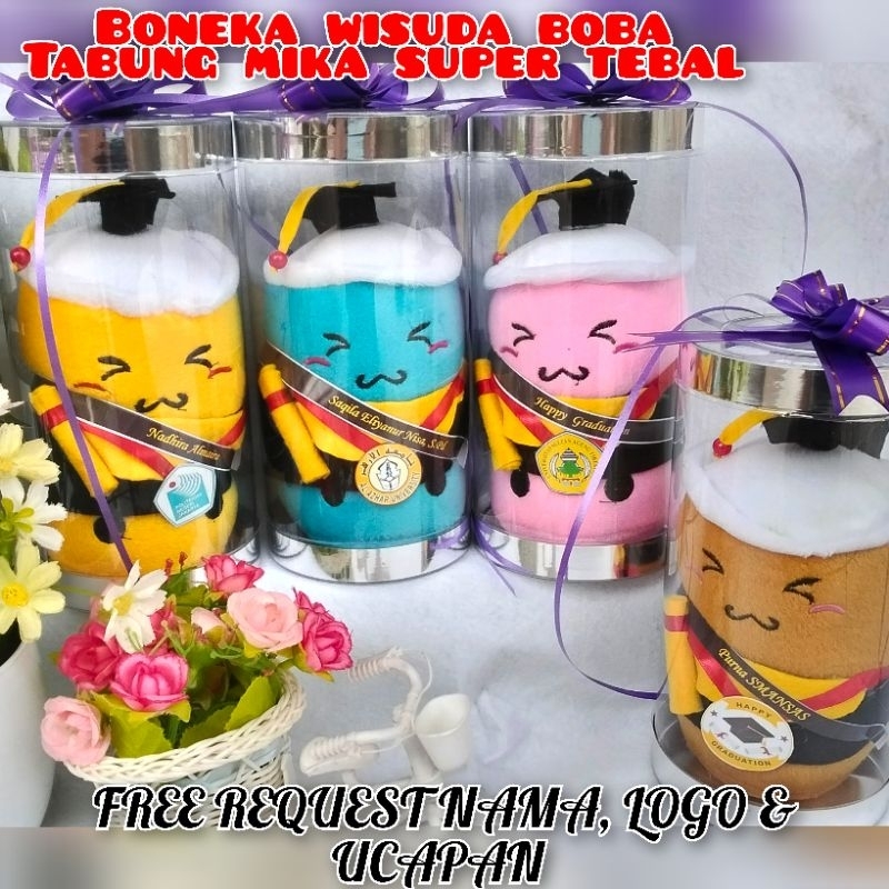 BONEKA WISUDA BOBA  16 Cm MIKA TABUNG SUPER TEBAL 20X10 CM