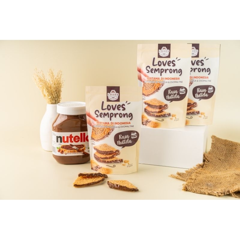 

Semprong Nutella Pouch / Loves Semprong Pouch isi Cokelat Hazelnut Kue Kering