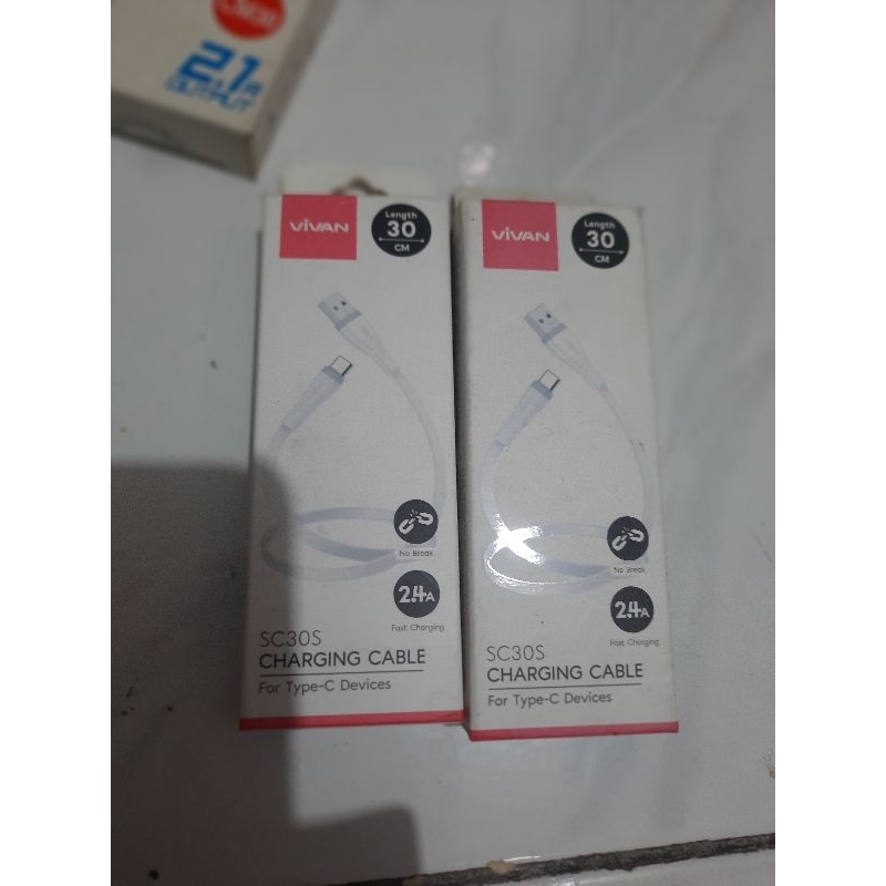 kabel fast charger  hp vivan 30cm type c 2.4A  micro charger samsung galaxy  powerbank mp3 charger a